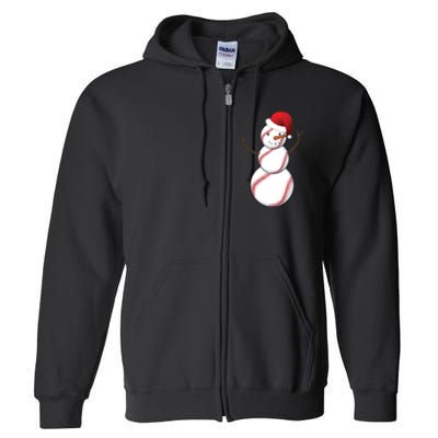 Christmas Baseball Snowman Full Zip Hoodie