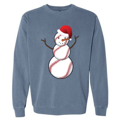 Christmas Baseball Snowman Garment-Dyed Sweatshirt