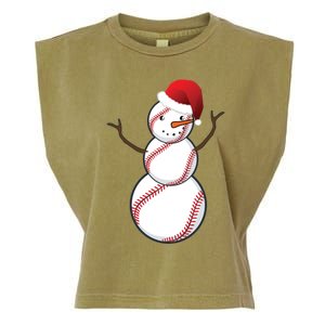 Christmas Baseball Snowman Garment-Dyed Women's Muscle Tee