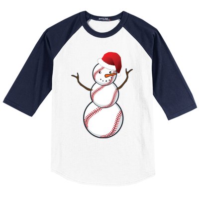 Christmas Baseball Snowman Baseball Sleeve Shirt