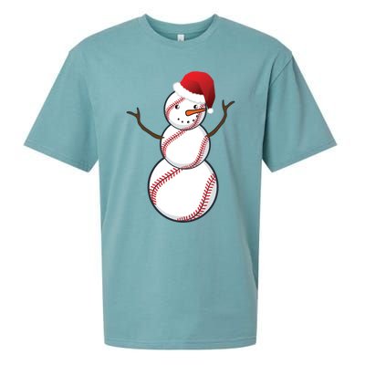 Christmas Baseball Snowman Sueded Cloud Jersey T-Shirt