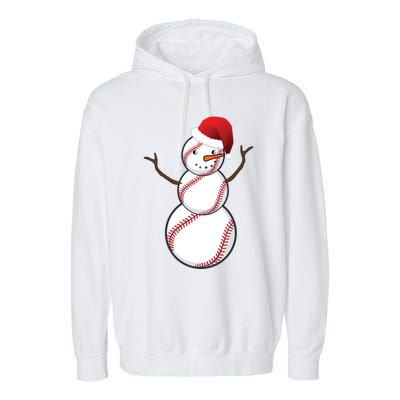 Christmas Baseball Snowman Garment-Dyed Fleece Hoodie