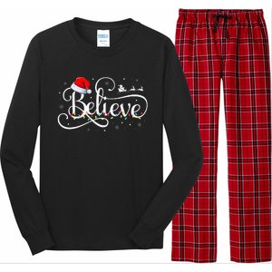 Christmas Believe Santa Claus Funny Family Matching Long Sleeve Pajama Set