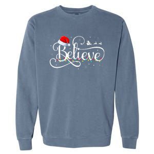 Christmas Believe Santa Claus Funny Family Matching Garment-Dyed Sweatshirt