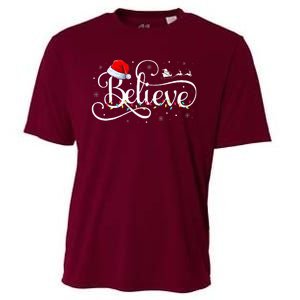 Christmas Believe Santa Claus Funny Family Matching Cooling Performance Crew T-Shirt