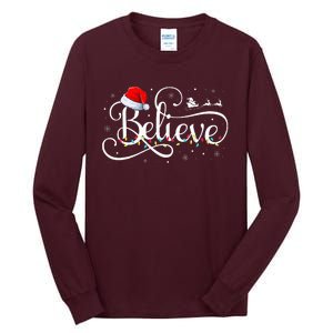 Christmas Believe Santa Claus Funny Family Matching Tall Long Sleeve T-Shirt