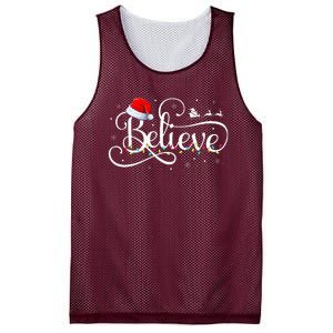 Christmas Believe Santa Claus Funny Family Matching Mesh Reversible Basketball Jersey Tank