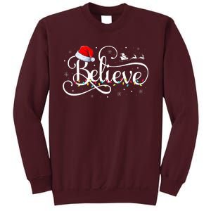 Christmas Believe Santa Claus Funny Family Matching Tall Sweatshirt