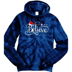 Christmas Believe Santa Claus Funny Family Matching Tie Dye Hoodie