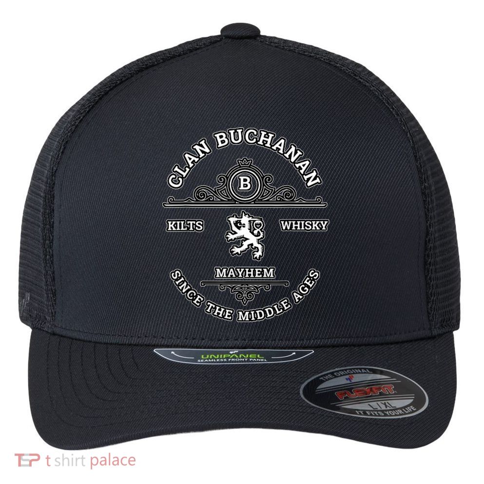 Clan Buchanan Scottish Kilt Highland Games Flexfit Unipanel Trucker Cap