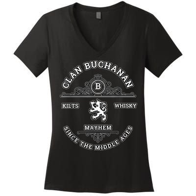Clan Buchanan Scottish Kilt Highland Games Women's V-Neck T-Shirt