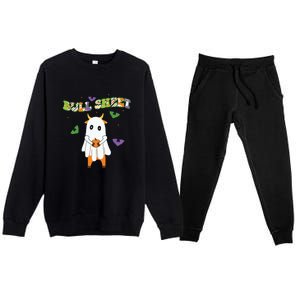 Cute Bull Sheet Western Halloween Gift Premium Crewneck Sweatsuit Set