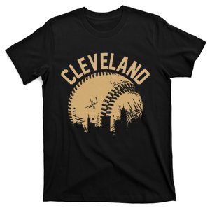 Cleveland Baseball Skyline Ohio Player Coach Fan T-Shirt