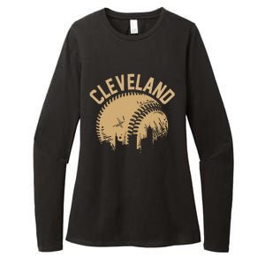 Cleveland Baseball Skyline Ohio Player Coach Fan Womens CVC Long Sleeve Shirt