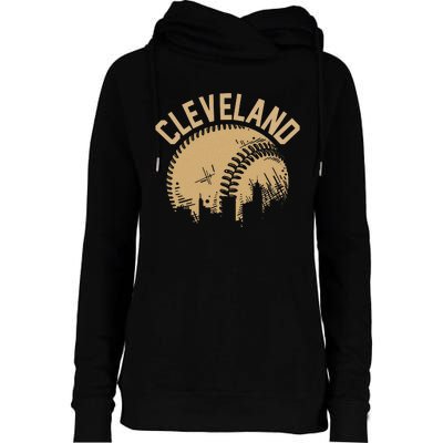 Cleveland Baseball Skyline Ohio Player Coach Fan Womens Funnel Neck Pullover Hood