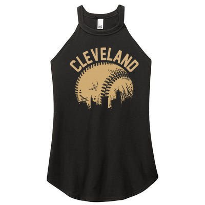 Cleveland Baseball Skyline Ohio Player Coach Fan Women's Perfect Tri Rocker Tank