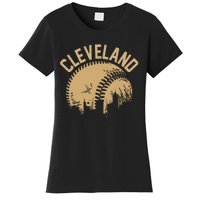 Cleveland Baseball Skyline Ohio Player Coach Fan Women's T-Shirt