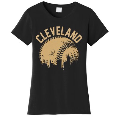 Cleveland Baseball Skyline Ohio Player Coach Fan Women's T-Shirt