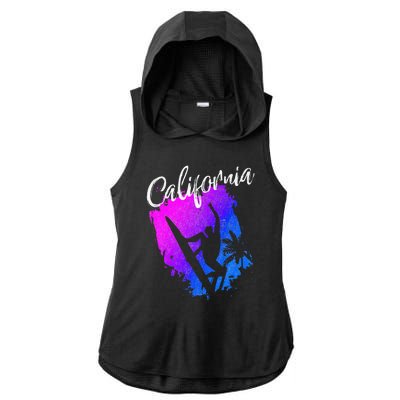 California Beach Surfing Tee Wavesurfing Ladies PosiCharge Tri-Blend Wicking Draft Hoodie Tank