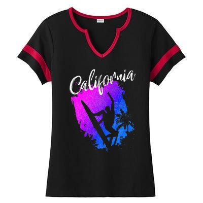 California Beach Surfing Tee Wavesurfing Ladies Halftime Notch Neck Tee