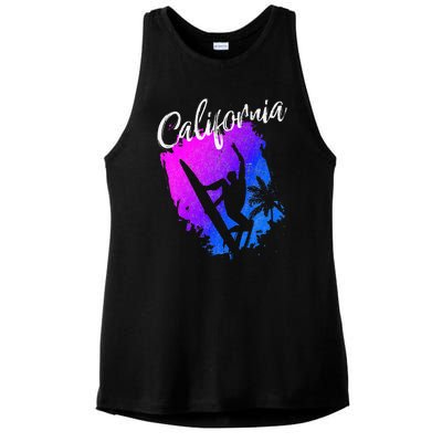 California Beach Surfing Tee Wavesurfing Ladies PosiCharge Tri-Blend Wicking Tank