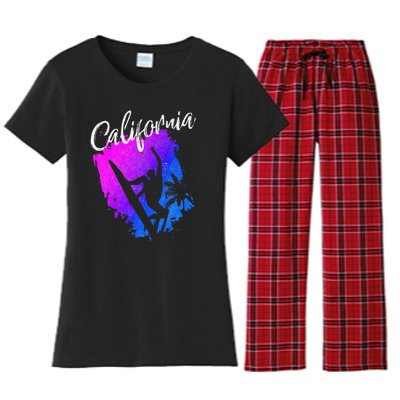 California Beach Surfing Tee Wavesurfing Women's Flannel Pajama Set