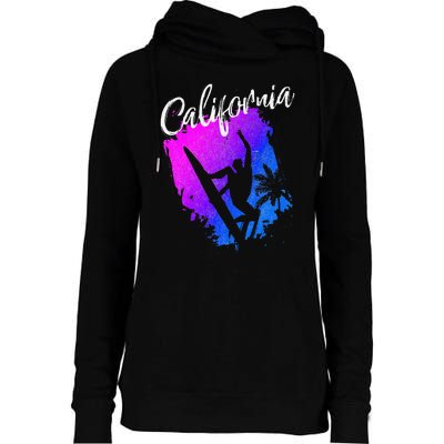 California Beach Surfing Tee Wavesurfing Womens Funnel Neck Pullover Hood