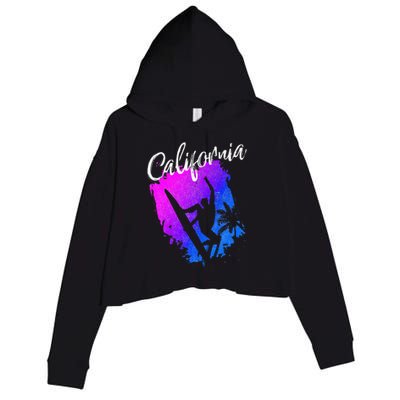 California Beach Surfing Tee Wavesurfing Crop Fleece Hoodie