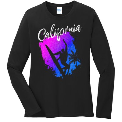 California Beach Surfing Tee Wavesurfing Ladies Long Sleeve Shirt