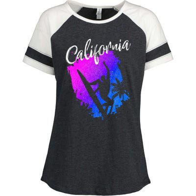 California Beach Surfing Tee Wavesurfing Enza Ladies Jersey Colorblock Tee