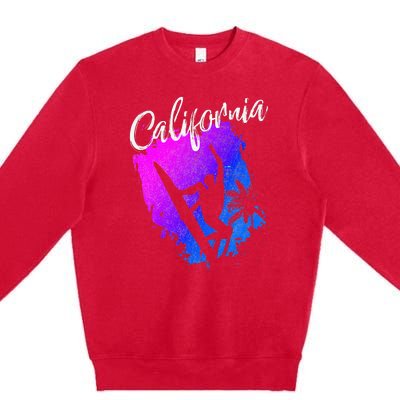 California Beach Surfing Tee Wavesurfing Premium Crewneck Sweatshirt