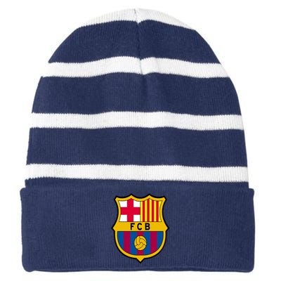 Cool Barcelona Soccer Jersey Striped Beanie with Solid Band