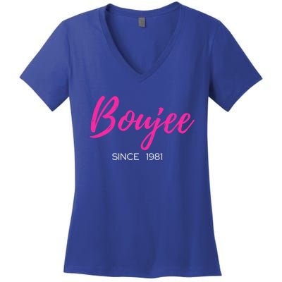 Classy Boujee Since 1981 Gift Women's V-Neck T-Shirt