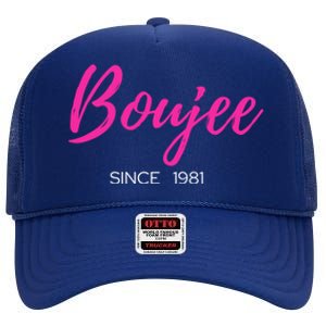 Classy Boujee Since 1981 Gift High Crown Mesh Back Trucker Hat