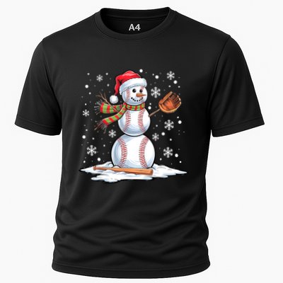 Christmas Baseball Snowman Baseball Player Santa Hat Funny Xmas Sport Gift Performance Shirt