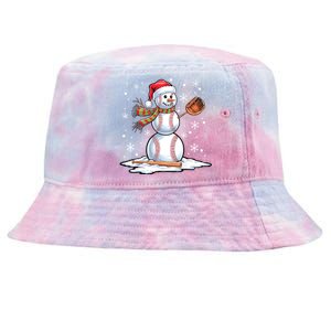 Christmas Baseball Snowman Baseball Player Santa Hat Funny Xmas Sport Gift Tie-Dyed Bucket Hat