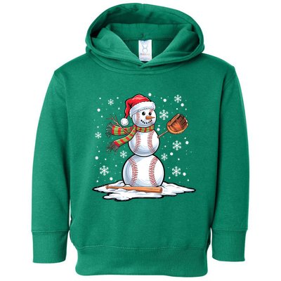 Christmas Baseball Snowman Baseball Player Santa Hat Funny Xmas Sport Gift Toddler Hoodie