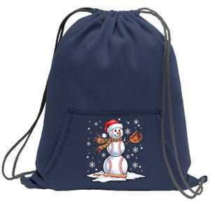 Christmas Baseball Snowman Baseball Player Santa Hat Funny Xmas Sport Gift Sweatshirt Cinch Pack Bag