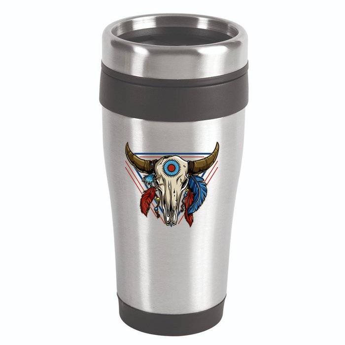 Classic Buffalo Skull Native American Tribe Totem 16oz Travel Tumbler
