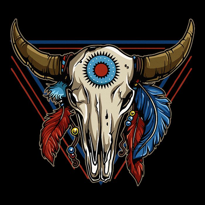 Classic Buffalo Skull Native American Tribe Totem 16oz Travel Tumbler