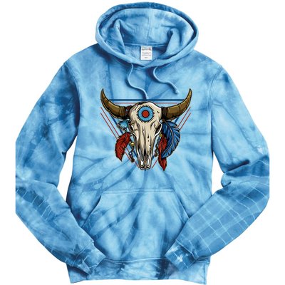 Classic Buffalo Skull Native American Tribe Totem Tie Dye Hoodie
