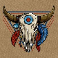 Classic Buffalo Skull Native American Tribe Totem Cotton Canvas Backpack