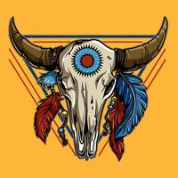 Classic Buffalo Skull Native American Tribe Totem Pom Pom 12in Knit Beanie