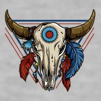 Classic Buffalo Skull Native American Tribe Totem Ladies PosiCharge Tri-Blend Wicking Tank