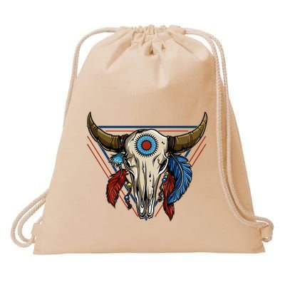 Classic Buffalo Skull Native American Tribe Totem Drawstring Bag