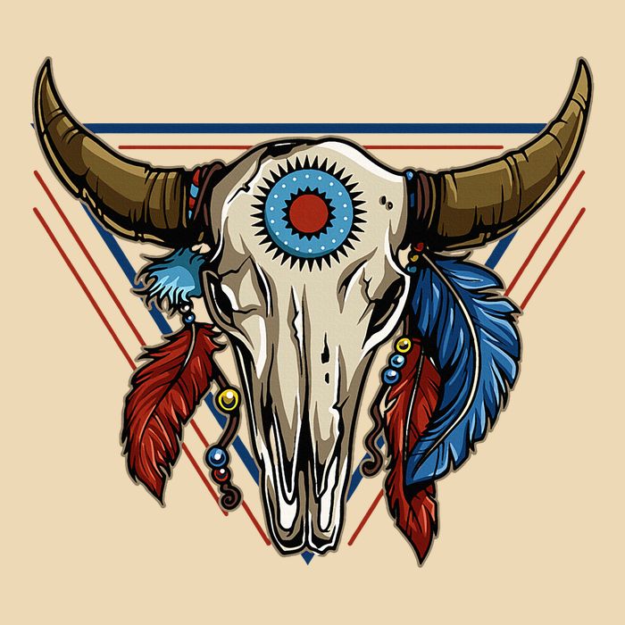 Classic Buffalo Skull Native American Tribe Totem Drawstring Bag