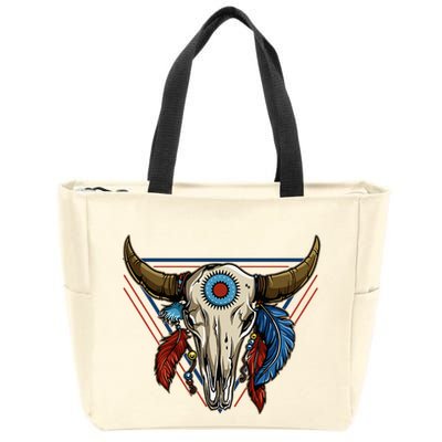Classic Buffalo Skull Native American Tribe Totem Zip Tote Bag