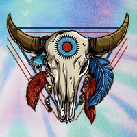 Classic Buffalo Skull Native American Tribe Totem Legacy Tie Dye Trucker Hat