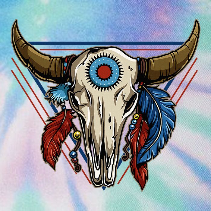 Classic Buffalo Skull Native American Tribe Totem Legacy Tie Dye Trucker Hat