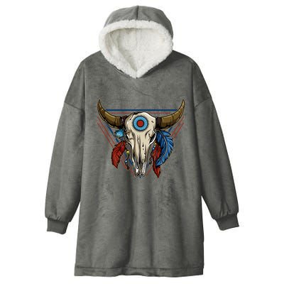 Classic Buffalo Skull Native American Tribe Totem Hooded Wearable Blanket